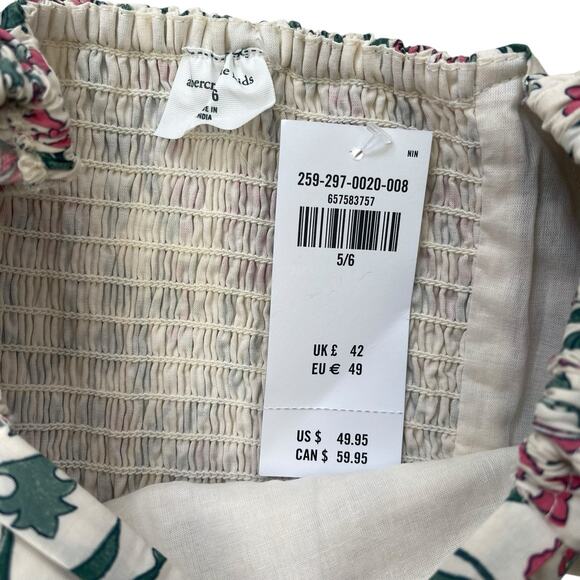 Girl’s NWT Abercrombie & Fitch Cotton Floral Print Puff Sleeve Dress Size 5/6 - Picture 4 of 6